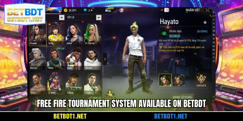 Free Fire tournament system available on BETBDT